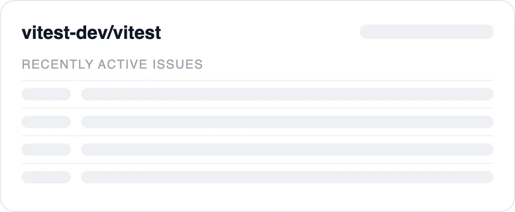 The repo card captured straight after render resolved: the heading is there but the stats and issue rows are grey loading placeholders.